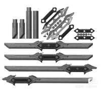 【自动发货】709.机甲师 k 作品，双刃伸缩刀模型，图