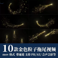 视频素材金色粒子发光特效prae视频素材金色粒子拖尾动动画