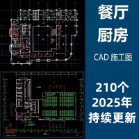 餐厅厨房CAD平面图食堂酒店后厨布置图平面图施工图纸设计素材