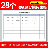 短视频设计素材模板，分镜脚本齐全短视频拍摄脚本分镜头表模板计