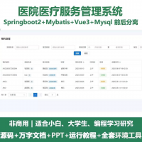 医院医疗服务管理系统_Java+SpringBoot+Vu
