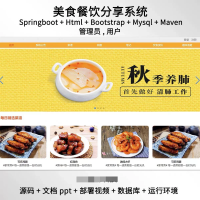 springboot_html美食饮食分享系统java源码送