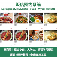 饭店预约系统源码_Java+SpringBoot+Vue