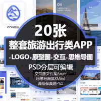 整套旅游出行类APP界面UI成品高低保真原型图交互PSD思维