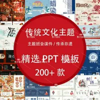 【自动发货】传统文化介绍演讲主题班会传承非遗ppt模板200