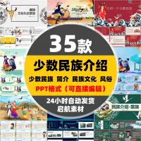 少数民族介绍56个民族简介PPT模板团结文化习俗风俗民情教育