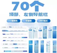 【E182自动发货】70个PPT顶部_左侧导航栏，侧边导航栏
