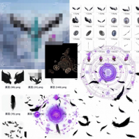 晓美焰素材光环特效+翅膀+魔法阵+灵魂宝石+飘带_紫色光效