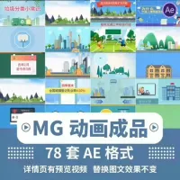 MG动画卡通场景动态扁平化讲解AE模板视频素材