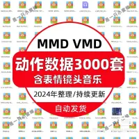 【秒发】MMD动作VMD舞蹈数据合集，3000套动作表情镜头