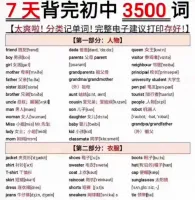 【秒发】7天背完初中3500词！帮你分类好了，色彩突出，字迹