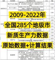【自动发货】2022地级市新质生产力水平