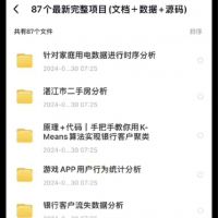 Python数据分析87个完整项目，文档+数据+源码