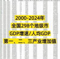 【秒发】2000-2024年全国298个地级市GDP人均G