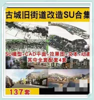 老街改造设计方案_SU_模型古建商业街_CAD_图纸效果图全