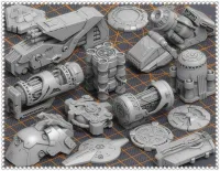 320款科幻硬表面军事机械武器部件工具零件3DMAX犀牛模型